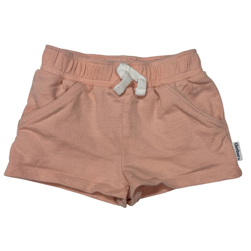 Gerber Baby Girls Shorts Elastic Waist Pockets 6-9 Months Pink 100% Cotton